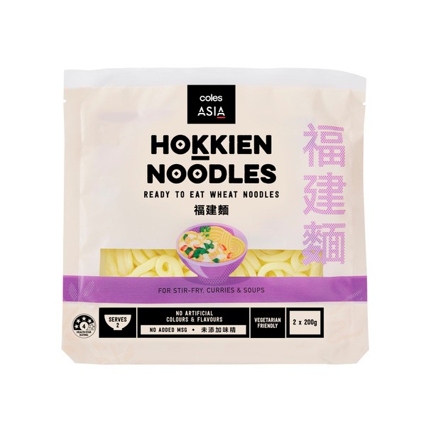 Coles Asia Hokkien Ready to Eat Noodles 2 Pack | 400g