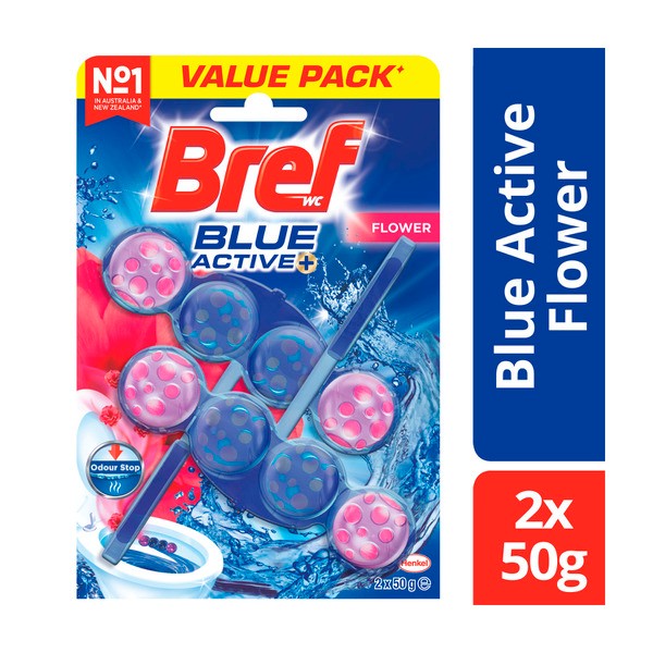 Bref Blue Active Rim block Toilet Cleaner Fresh Flowers Twin Pack 2x50g | 100g