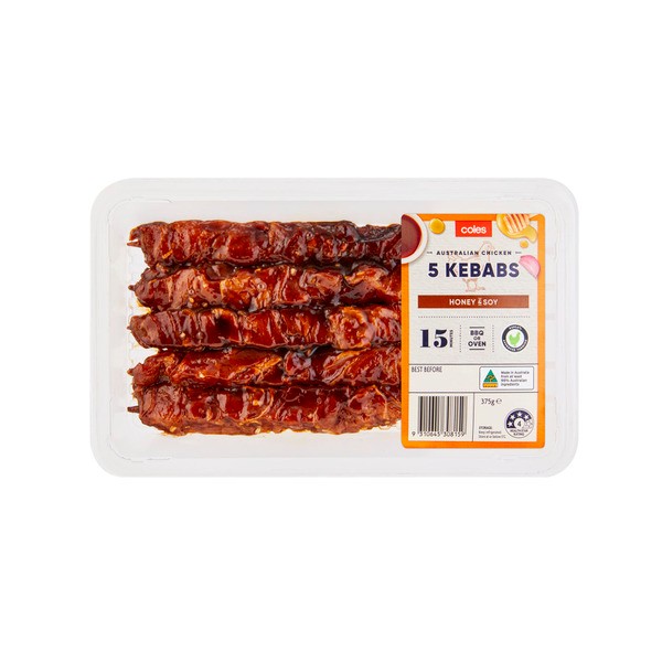 Coles RSPCA Approved Chicken Kebabs Honey & Soy | 375g