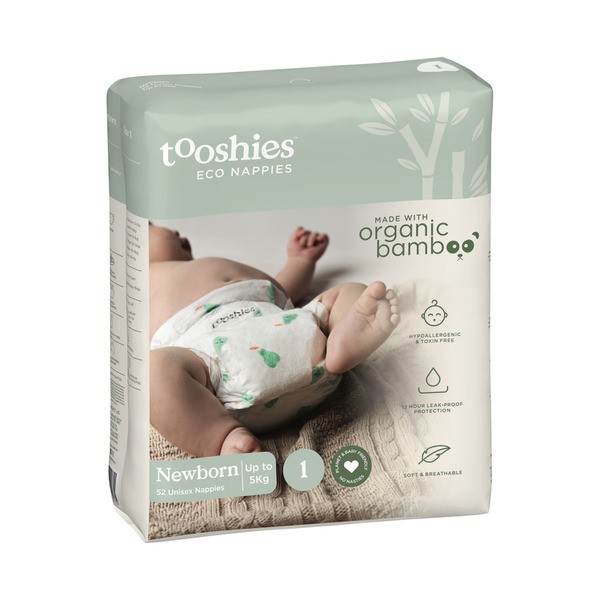 Tooshies Eco Nappies Size 1 Newborn | 52 Pack