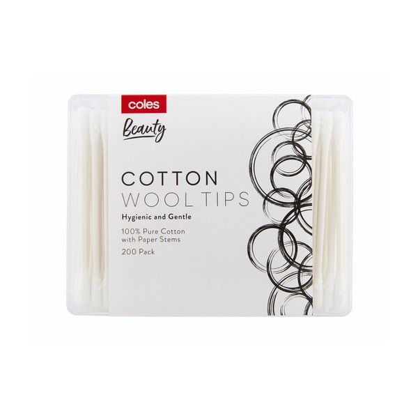 Coles Cotton Wool Tips Paper Stem | 200 pack