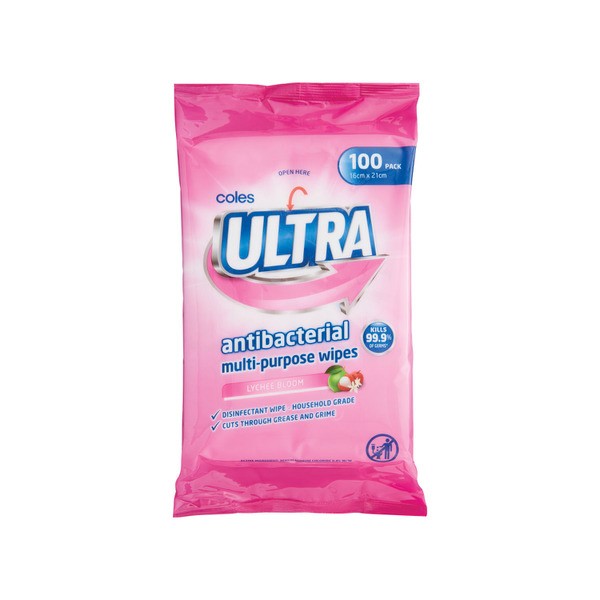 Coles Ultra Multipurpose Wipes Lychee Bloom | 100 pack