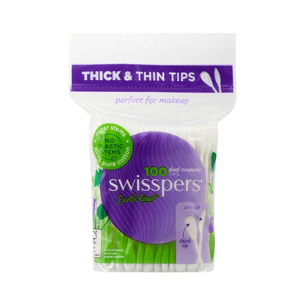 Swisspers Cotton Tips Cosmetic Dual Tips Paperstem | 100 pack