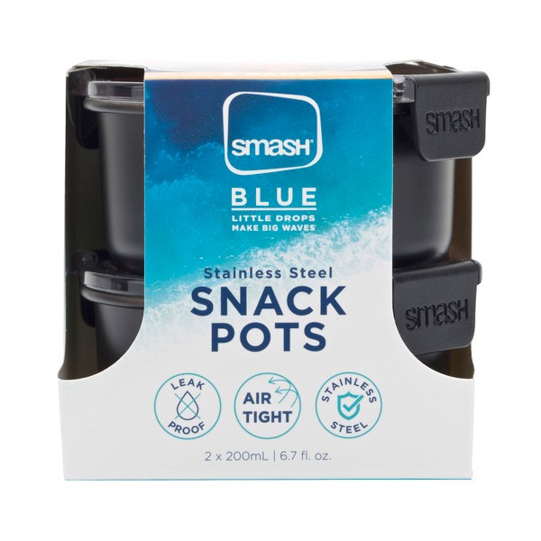 Smash Blue Stainless Steel Snack Pots 200mL | 2 pack