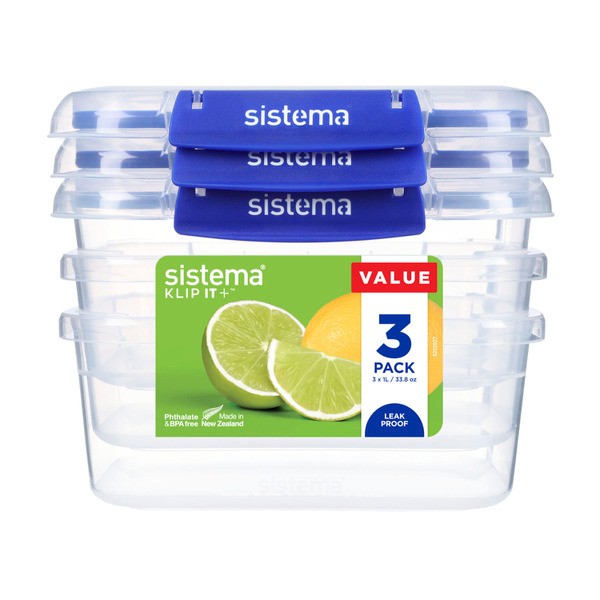 Sistema Plus Rectangle Containers 1 Litre | 3 pack