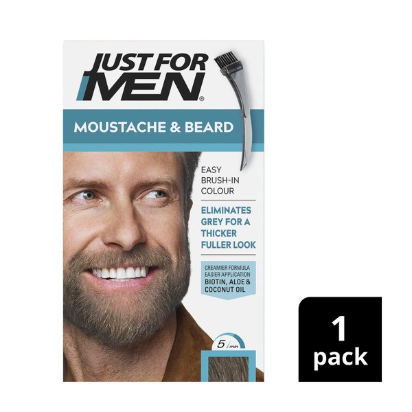 Just For Men Moustache & Beard Brush-In Colour Gel Medium Brown | 100g