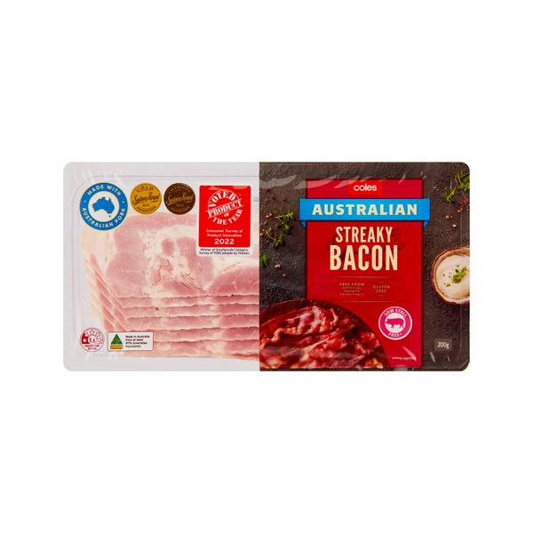 Coles Australian Made Thin Sliced Streaky Bacon | 200g