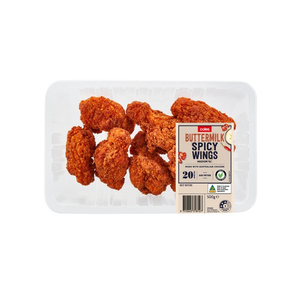 Coles RSPCA Approved Chicken Spicy Buttermilk Wings | 500g
