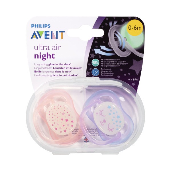 Avent Air Nighttime Mix 0-6 Months Soother | 2 pack