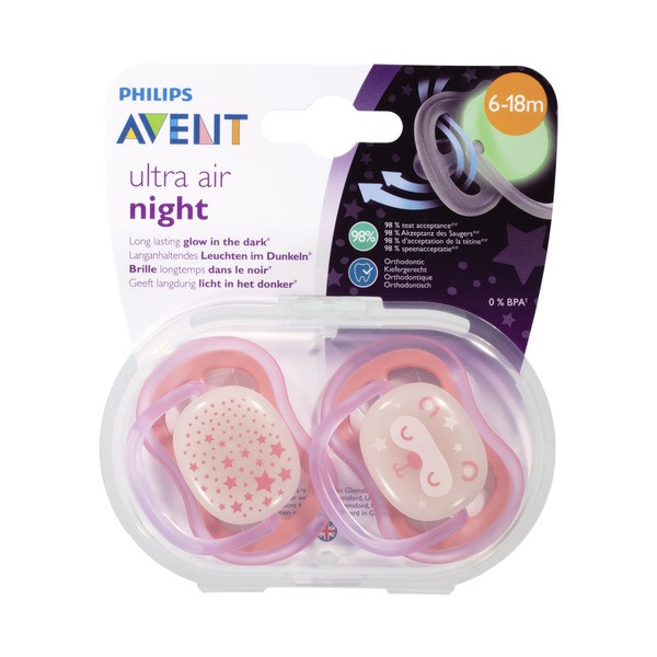 Avent Soother Air Nighttime Mix Bpa Free 6-18 Months | 2 pack