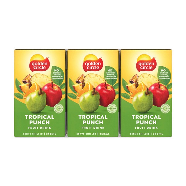Golden Circle Tropical Punch Fruit Drink Lunch Box Multipack Poppers 6x250mL | 6 pack