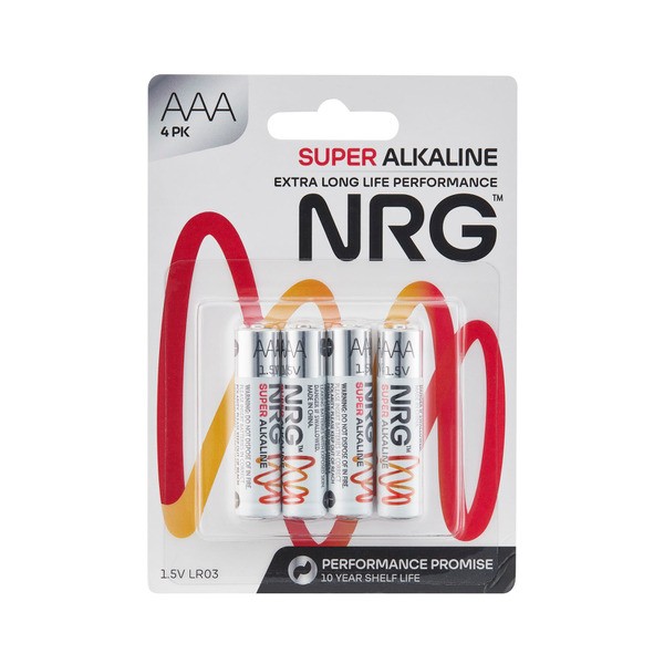 NRG Super Alkaline AAA Batteries | 4 pack