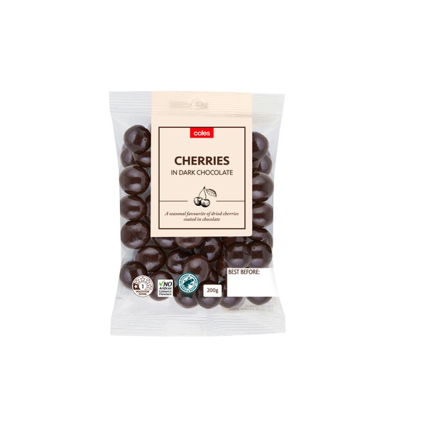 Coles Cherries In Dark Chocolate | 200g