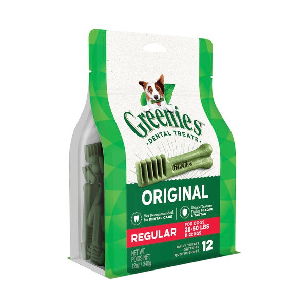 Greenies Original Regular Dental Dog Treat Pouch 12 Pack | 340g