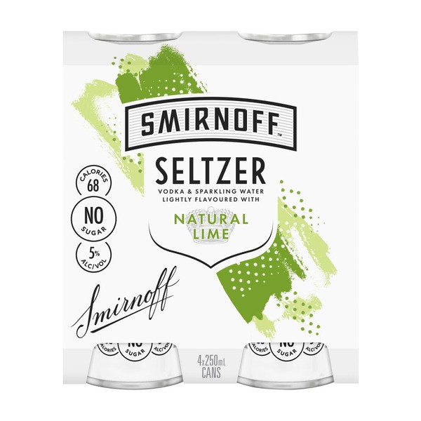 Smirnoff Seltzer Lime Can 250mL | 4 Pack