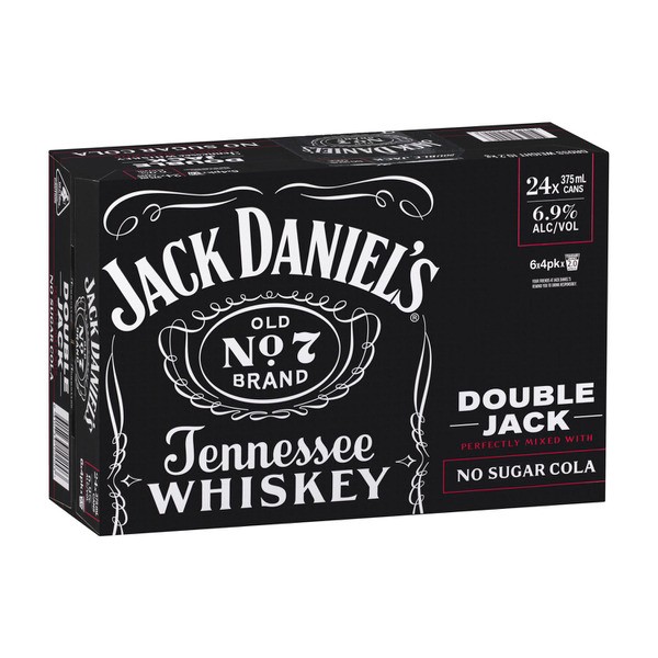 Jack Daniels Double Jack & No Sugar Cans 375mL | 24 Pack