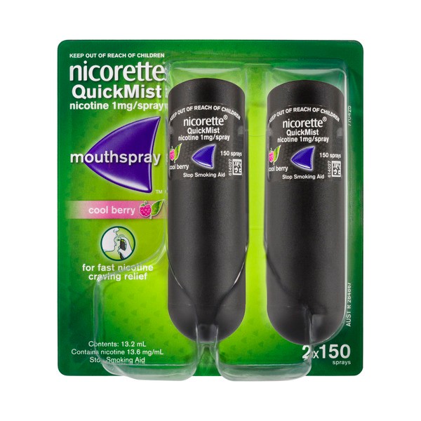 Nicorette Quit Smoking QuickMist Nicotine Mouth Spray Cool Berry | 2 pack