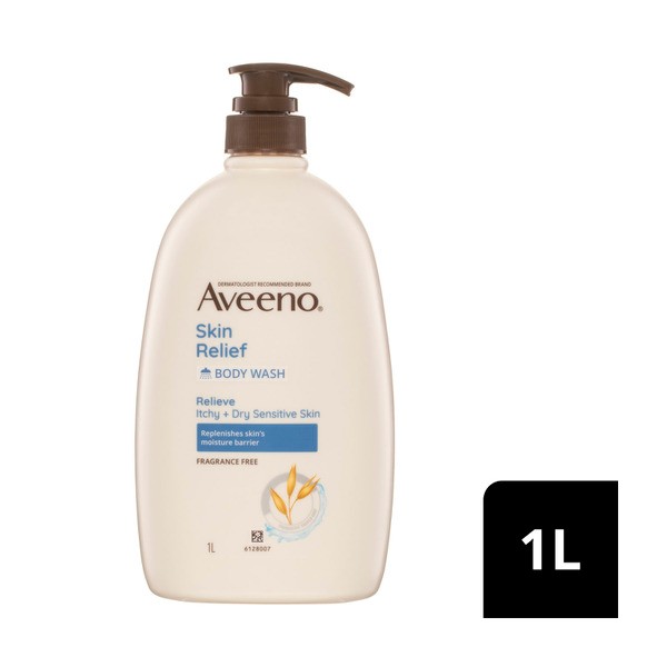Aveeno Skin Relief Gentle Fragrance Free Body Wash Relieve Extra Dry Itchy Sensitive Skin Ph-Balanced Cleanser | 1L