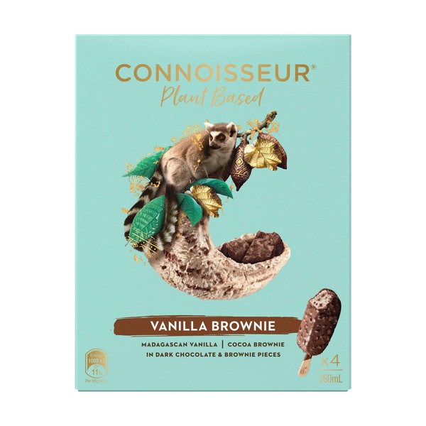 Connoisseur Plant Based Vanilla Brownie Ice Cream 4 Pack | 360mL