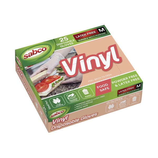 Sabco Vinyl Disposable Gloves Medium | 25 pack