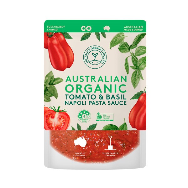 Aofc Organic Tomato & Basil Napoli Sauce Pouch | 400g