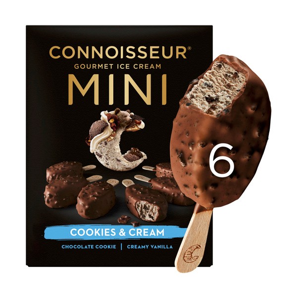 Connoisseur Cookies & Cream Mini Ice Cream 6 Pack | 360mL
