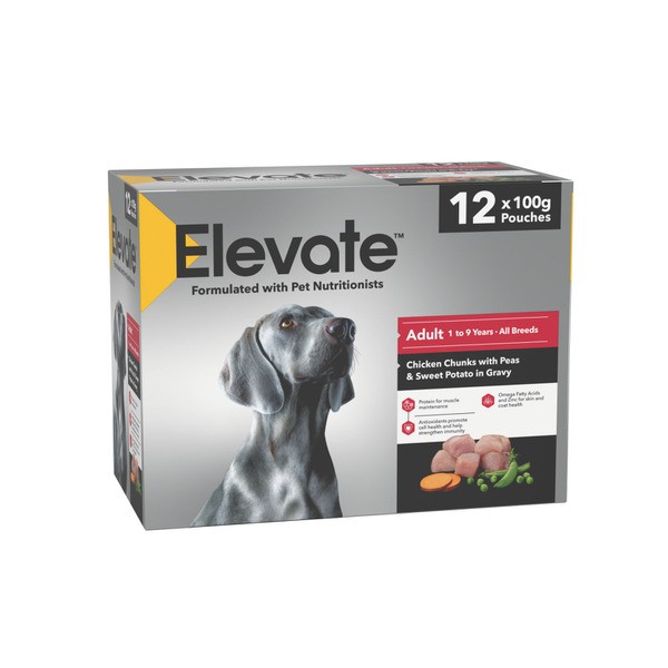 Elevate Adult Dog Chicken Chunks With Peas & Sweet Potato In Gravy 12X100g | 12 pack