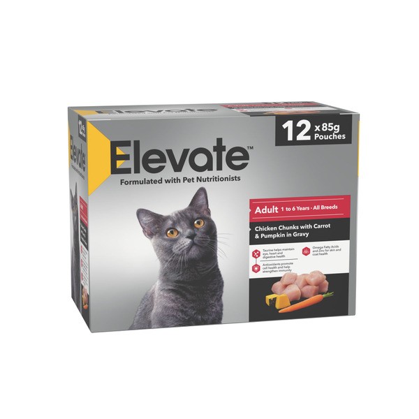 Elevate Adult Cat Chicken Chunks With Carrot & Pumpkin In Gravy 12X85g | 12 pack