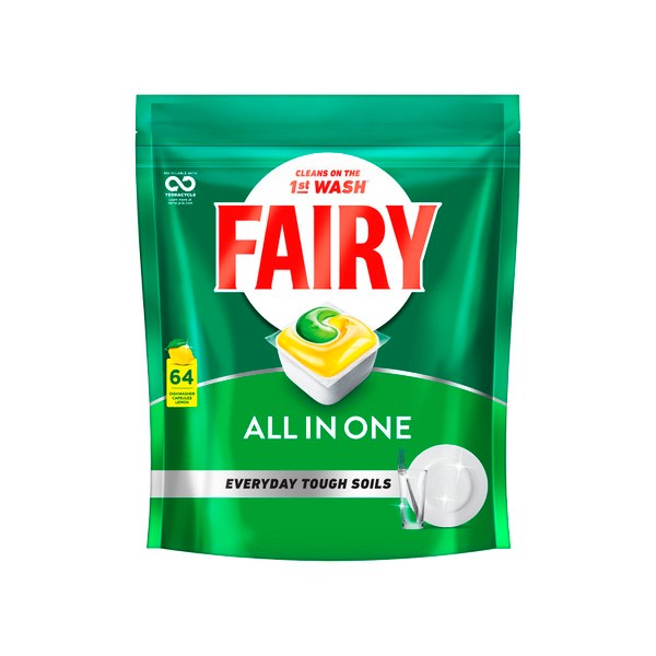 Fairy Dishwashing Tablets All In One Lemon | 64 pack