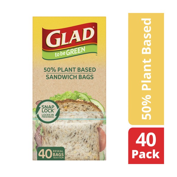 Glad To Be Green Sandwich Snaplock Plant Based Bags | 40 pack