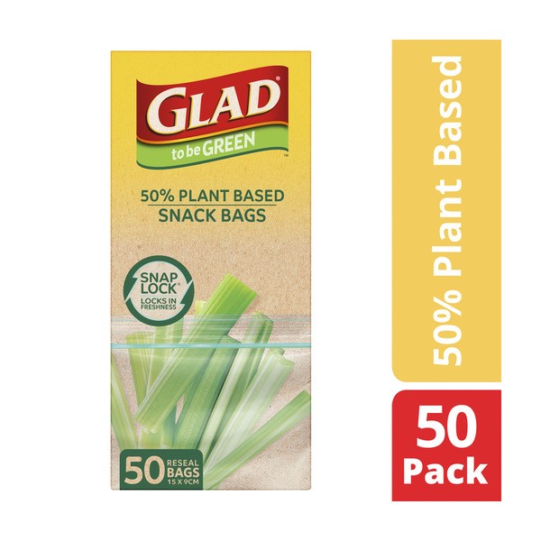 Glad To Be Green Snack Snaplock Plant Based Bags | 50 pack