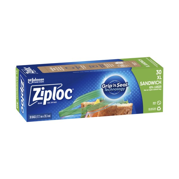 Ziploc XL Resealable Food Storage Sandwich Bags | 30 pack