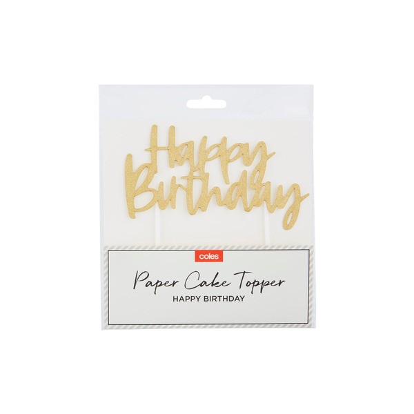 Coles Happy Birthday Glitter Cake Topper | 1 each