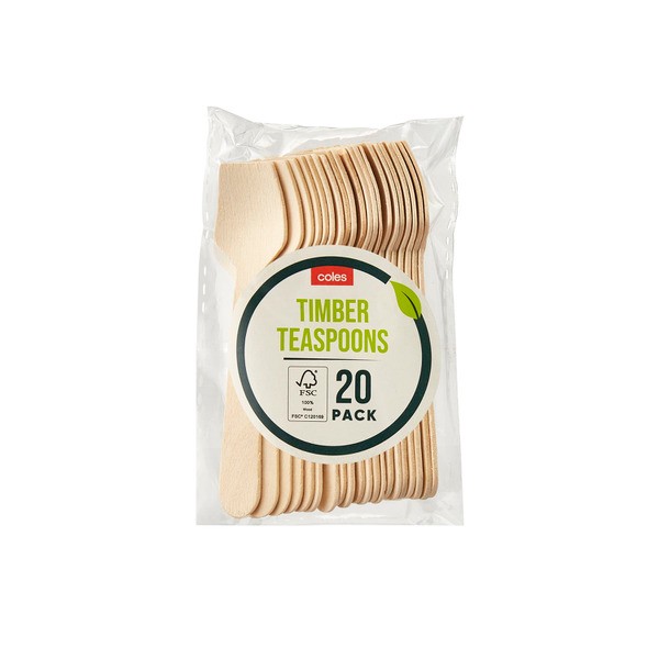 Coles Timber Teaspoons | 20 pack
