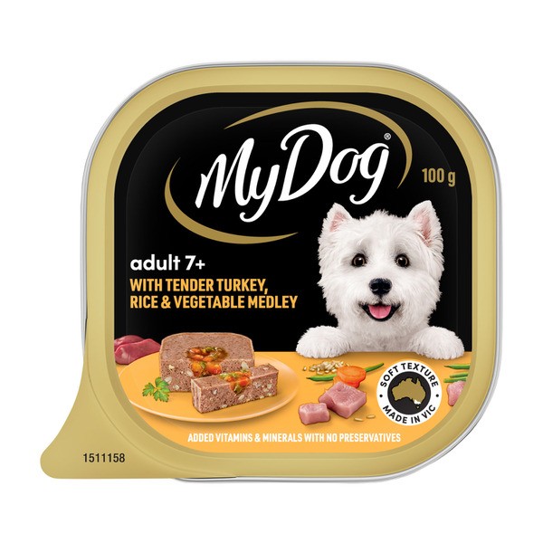My Dog Adult 7+ With Tender Turkey Rice & Vegetable Medley Wet Dog Food | 100g