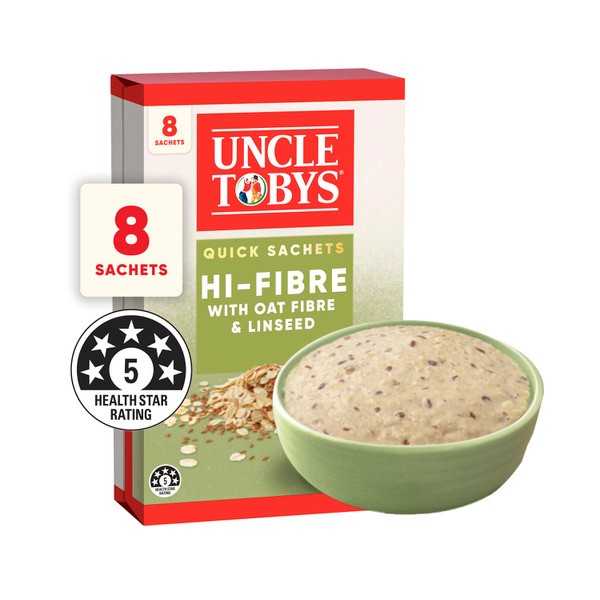 Uncle Tobys Oats Quick Sachets Breakfast Cereal Hi Fibre | 320g