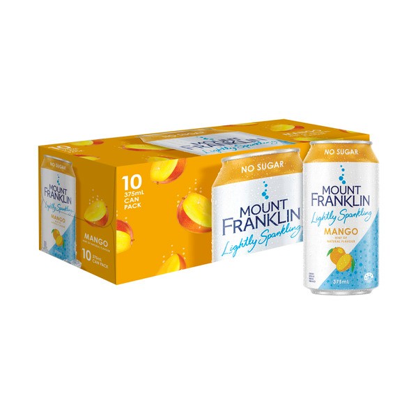 Mount Franklin Lightly Sparkling Water Mango Multipack Cans 10 x 375mL | 10 pack