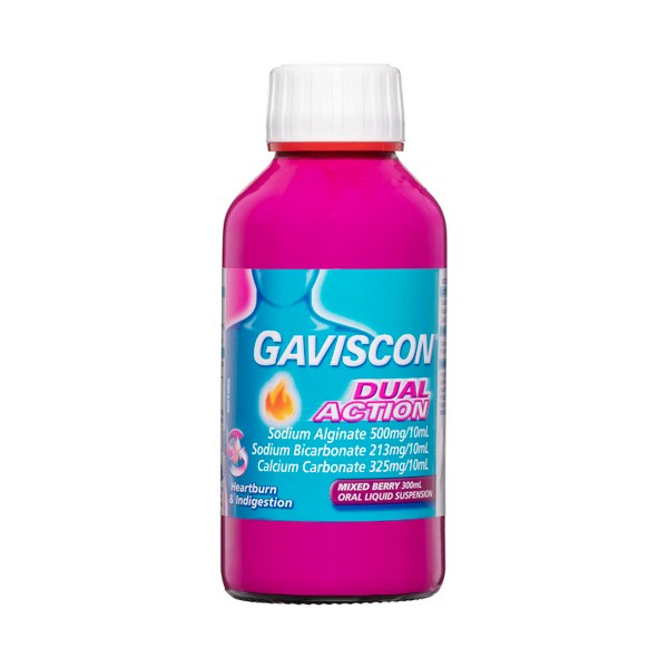 Gaviscon Dual Action Liquid Mixed Berry Flavour Heartburn and Indigestion Relief | 300mL