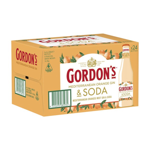 Gordons Mediterranean Orange Bottle 330mL | 24 Pack