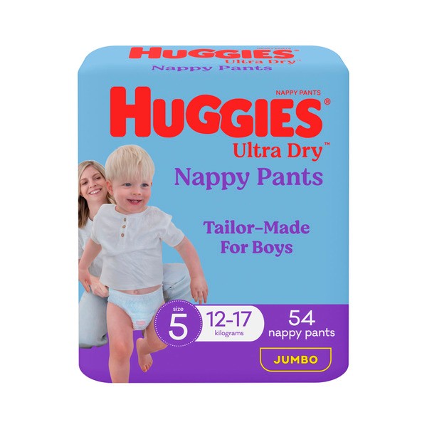 Huggies Ultra Dry Nappy Pants Boys Size 5 (12-17kg) | 54 pack