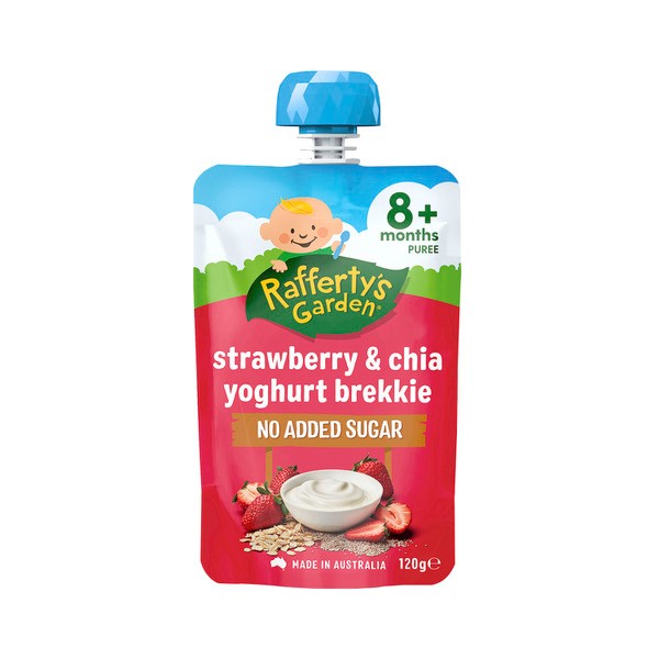 Rafferty's Garden Strawberry & Chia Yoghurt Brekkie No Added Sugar Baby Food Pouch 8+ Months | 120g