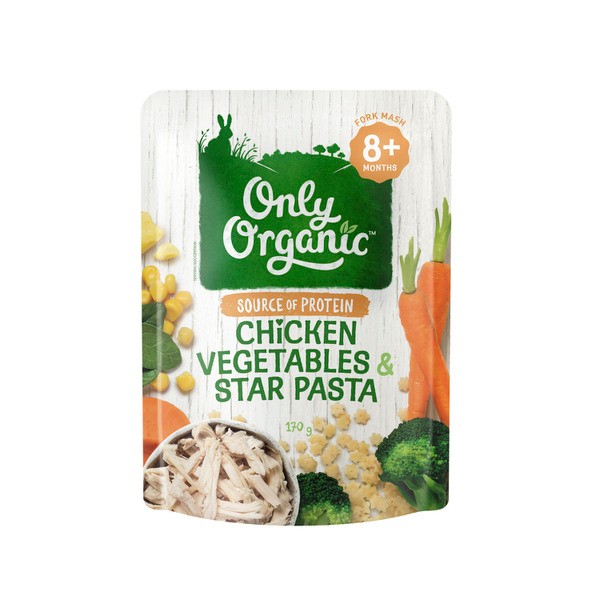 Only Organic Chicken Vegetables And Star Pasta 8+ Months | 170g