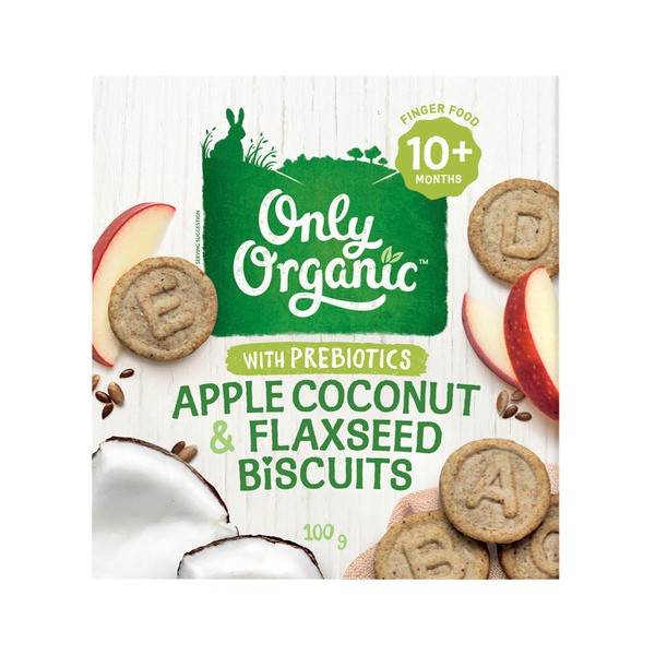 Only Organic Apple Coconut And Flaxseed Biscuit With Prebiotics 10+ Months | 100g