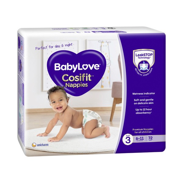 Babylove Cosifit Nappies Size 3 (6-11Kg) | 72 pack