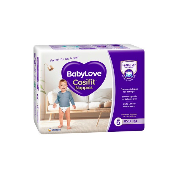 Babylove Cosifit Nappies Size 5 (12-17Kg) | 54 pack