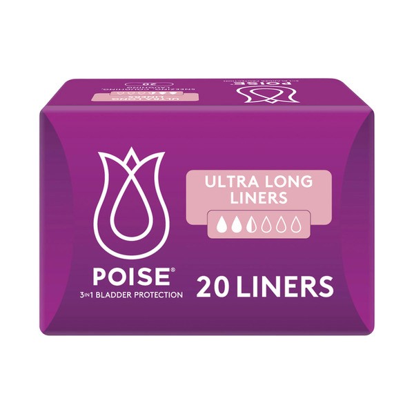 Poise Liners For Bladder Leaks Ultra Long | 20 pack