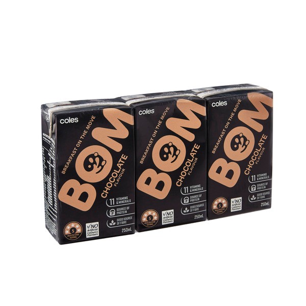 Coles Bom Liquid Breakfast Chocolate Flavoured 3x250mL | 750mL
