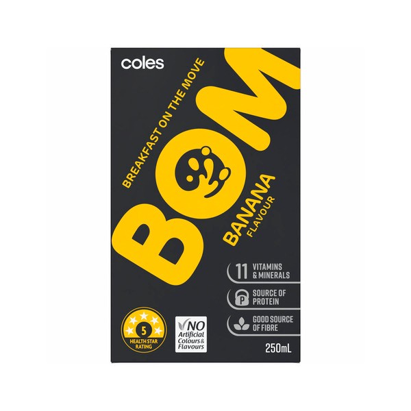 Coles Bom Liquid Breakfast Banana Flavoured 3x250mL | 750mL