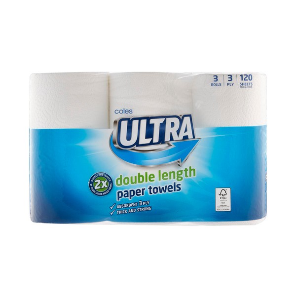 Coles Ultra Double Length Paper Towel | 3 pack