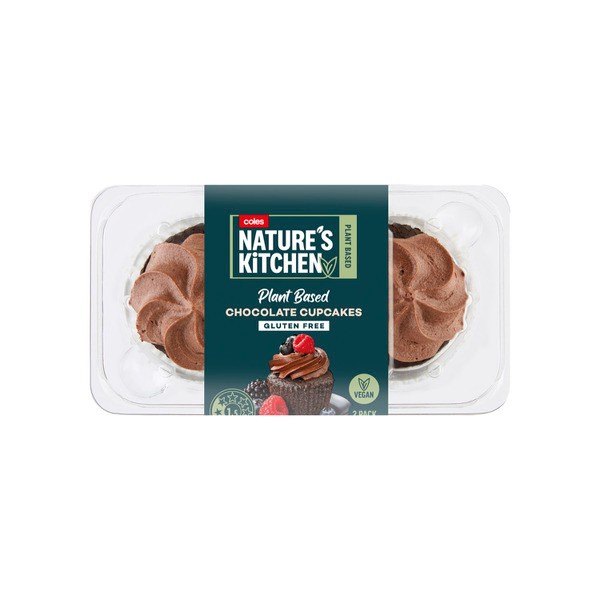 Coles Natures Kitchen Vegan Chocolate Cupcake 2 Pack | 130g